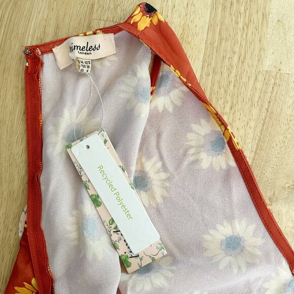 NWT Timeless London Glini Maxi Dress Orange Sunflowers 6, 12 Summer - Picture 3 of 9